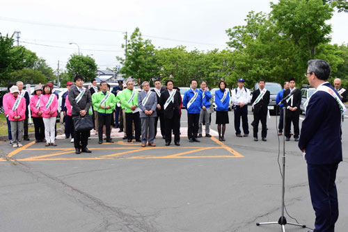 社明運動出発式 5カ所で街頭啓発(2019-07-04)