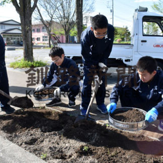 鳥取西中生と共同　キンレンカの種植え　鳥取８丁目町内会(2019-06-07)