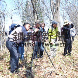 熱心に生態観察　春の湿原野鳥観察会(2019-05-05)