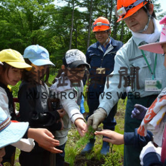 森の役割や植樹学ぶ 太田小で森林教室(2019-06-14)