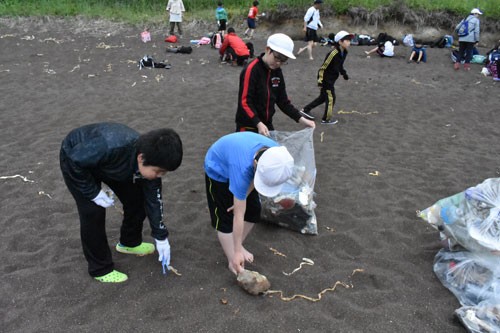 学びと遊びの場 海岸でごみ拾い 興津小学校(2019-07-14)