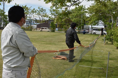 ネット張りで事故防止(2020-06-19)