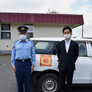 上田組が防犯パトロール活動の出発式(2020-09-08)