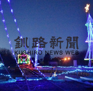 ＳＬ、転車台でイルミ点灯(2020-12-05)