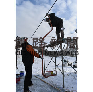 金山スキー場のリフト取り付け(2020-12-27)