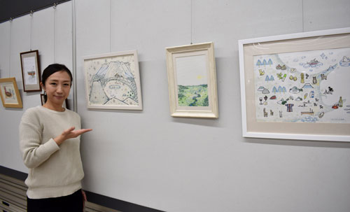 ポールペン画家の原田さんがイラスト原画展(2021-01-04)