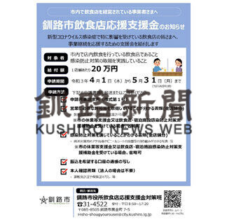 飲食店支援金、申請受け付け開始　今月中にも給付(2021-04-01)