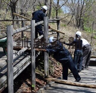 湿原展望台の木道修繕(2021-05-26)