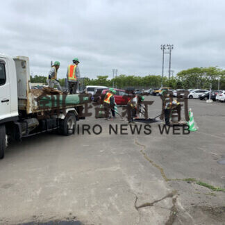 運動公園の駐車場補修　大陸建設が地域貢献　(2021-06-27)