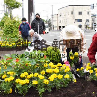国道沿い花で飾り付け(2021-07-01)
