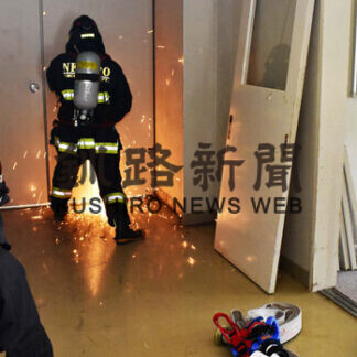 旧柏陵中学校校舎で消防訓練(2021-08-31)