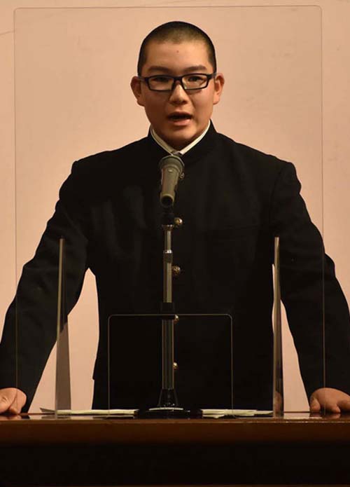 少年の主張大会 鮎川さん(塘路中2年)最優秀(2021-11-26)