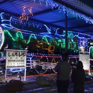 ＳＬイルミ鮮やか　釧路製作所が点灯(2021-12-25)