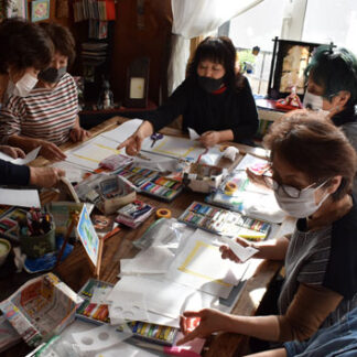 パステル和アート楽しむ　和カフェ・スロ兎で教室(2021-12-03)