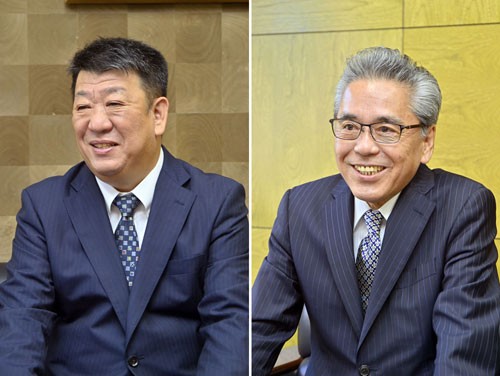 ㊧岡安正人副社長 ㊨中川範章社長