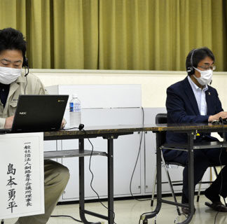 中１、働く意義学ぶ　教育長ら１４校と生配信授業(2022-06-17)