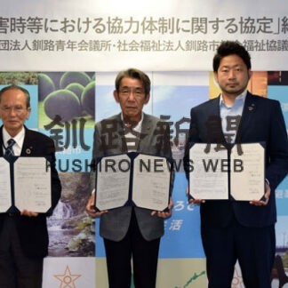 災害時に連携・支援　釧路市、社協、ＪＣが協定(2022-08-25)