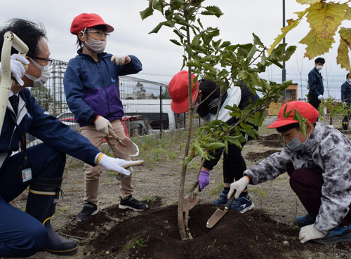 自然再生事業に理解 釧路火発で植樹(2022-10-04)