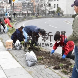 キンレンカ咲かそう　土起こしで花壇整備(2023-04-26)