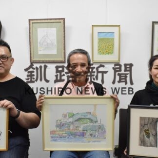 半田さん、伊藤さん、梶さん三人三様展　似顔絵や水彩画展示(2023-05-03)
