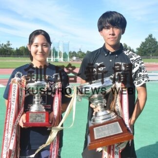 平田（釧湖陵２年）、前畑（釧江南２年）最優秀　陸上・新人大会【釧路市】(2023-08-29)
