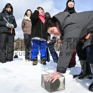 卒業前に思い出づくり　阿寒湖義務教育学校、マリモの観察会【釧路市】(2024-03-07)
