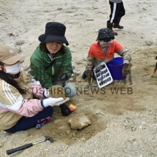 ホタテ化石に驚き　親子ら発掘【釧路市】(2025-06-01)
