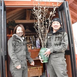 福島から「啓翁桜」　釧路浅間神社、一足早い春届く【釧路市】(2026-02-22)